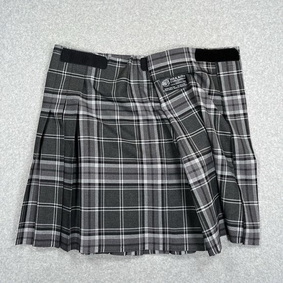 USA Kilts Celtic Traditions Kilt Mens Adjustable Size Gray Tartan Plaid Pleated - Picture 5 of 7